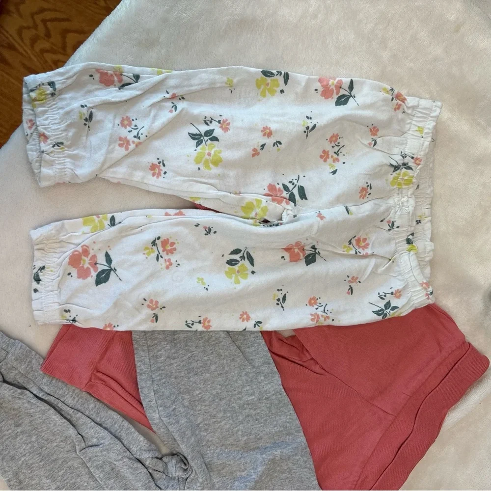 Carters 9 months pants little planet organic baby girl floral pink grey